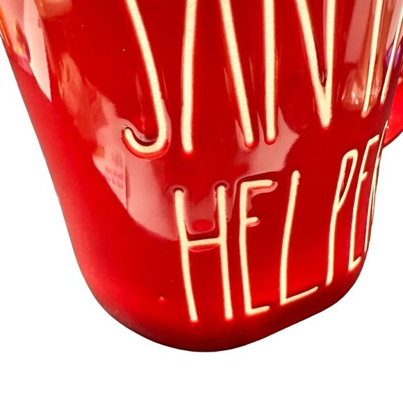 Rae Dunn SANTAS HELPER Mug Large Coffee Cup Ceramic Magenta LL Christmas Gift - Picture 3 of 7